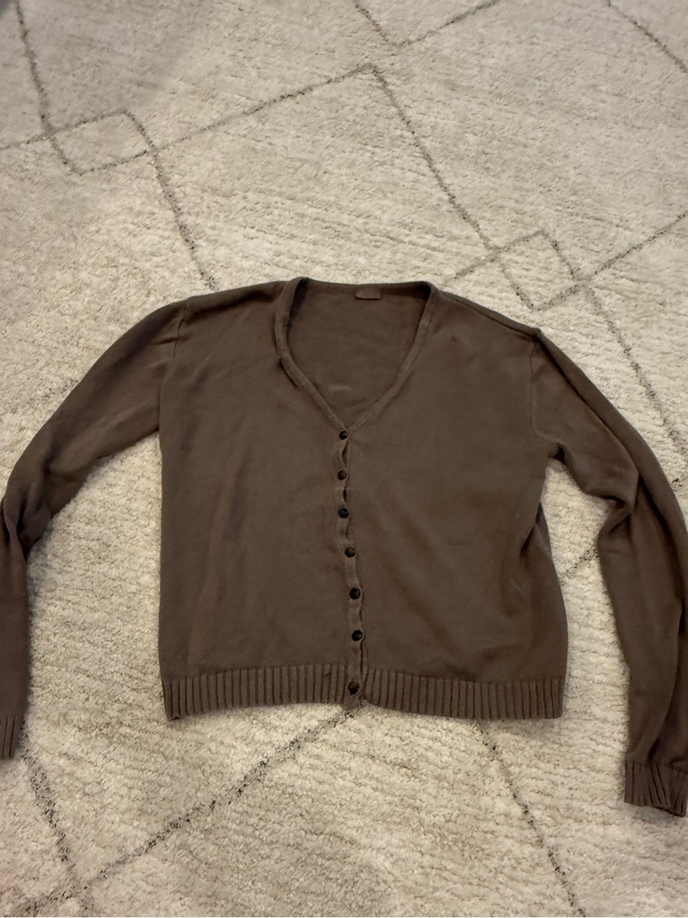 Nordstrom Brown V-Neck Button Front Cardigan Size S/M